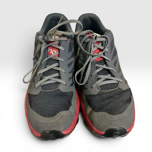 Salomon Trail Running Shoes Mens 10 Gray Red Contagrip Hiking Sneakers main image 9